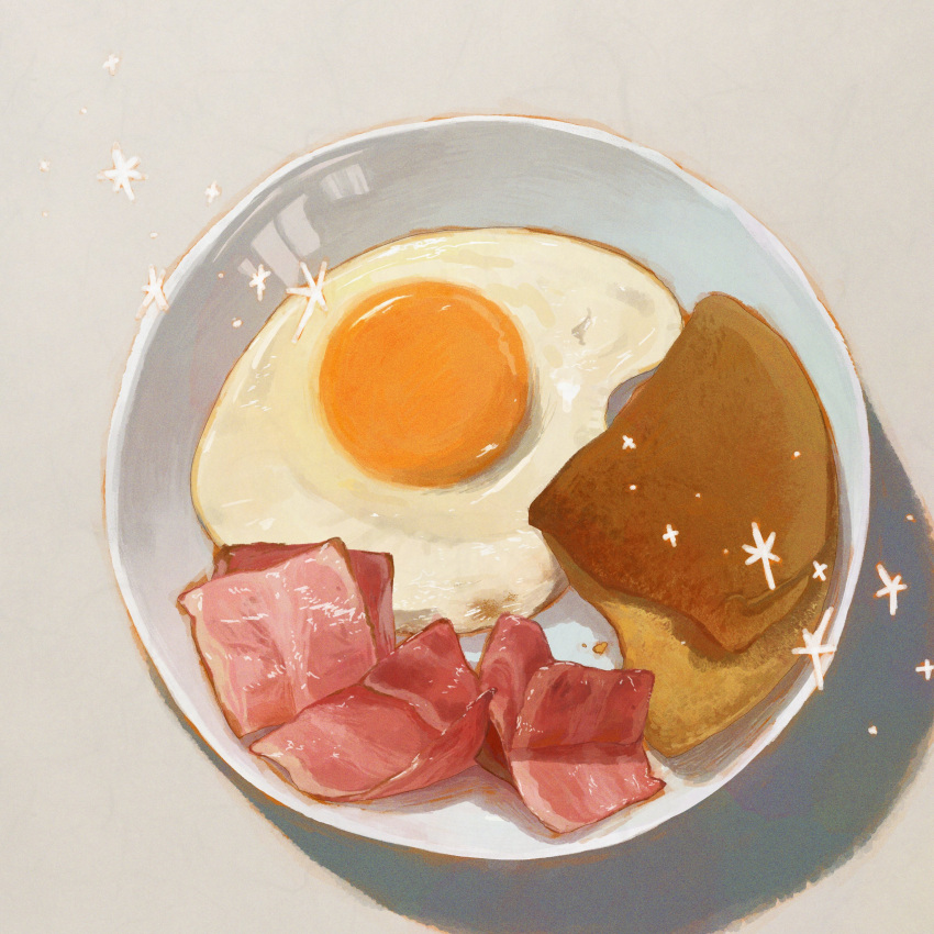aaaoka, absurdres, bacon, breakfast, egg_(food), food, food_focus, fried_egg