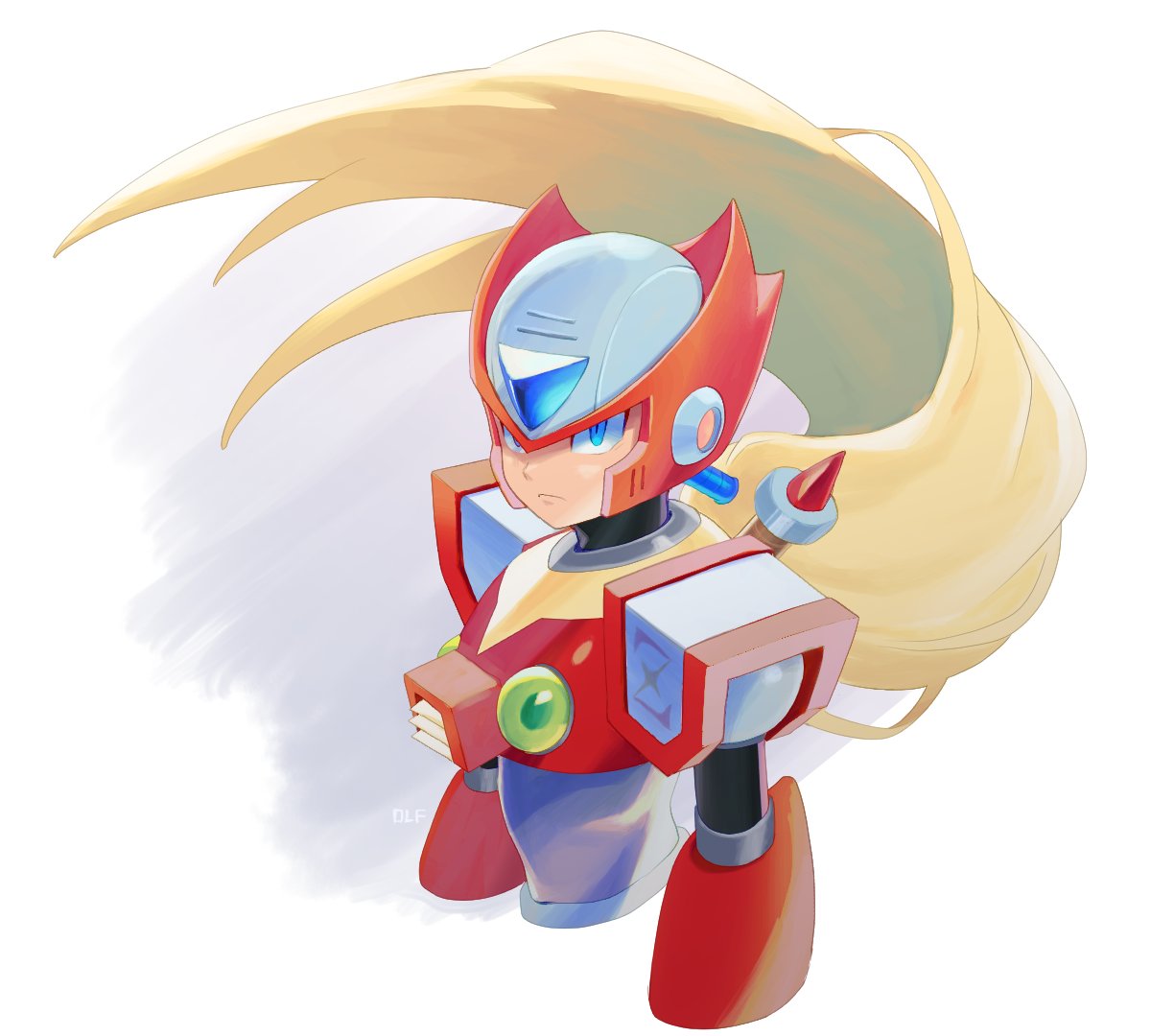 1boy, armor, blonde_hair, blue_eyes, chest_jewel, commentary_request, forehead_jewel, helmet