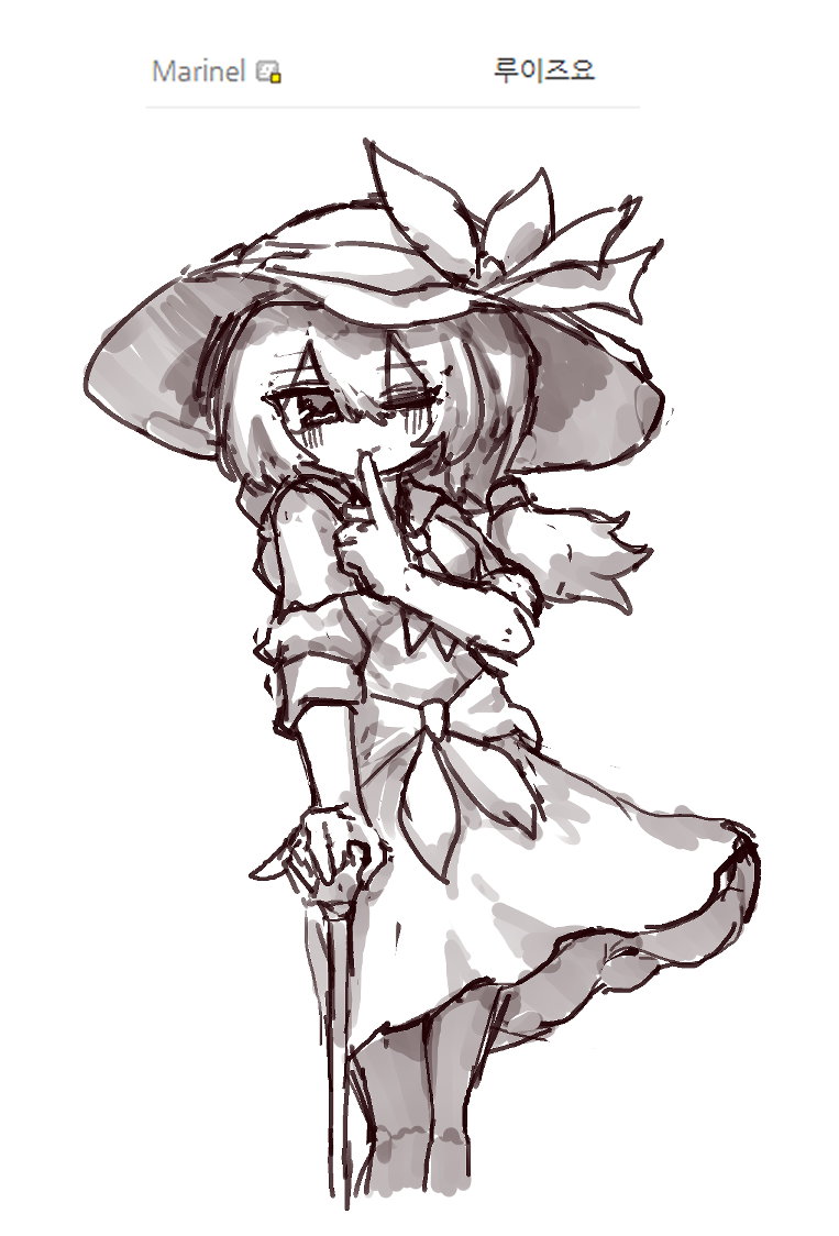 1girl, blush, closed_mouth, commentary, dress, hat, hat_ribbon, holding