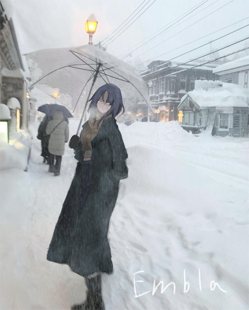 absurdres, angelia_(girls'_frontline), black_hair, boots, coat, embla_(girls'_frontline), girls_frontline, highres