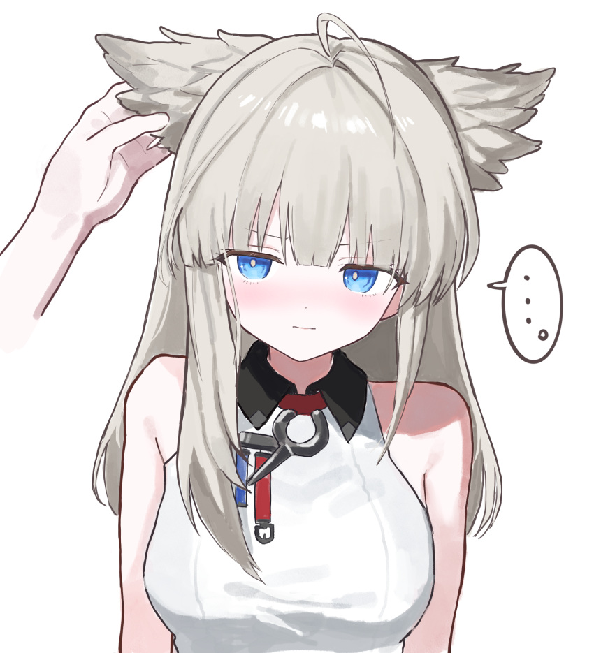 ..., 1girl, arknights, arknights:_endfield, bare_shoulders, blue_eyes, blush, bright_pupils
