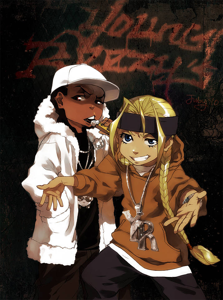 1boy, 1girl, baggy_clothes, baggy_pants, baseball_cap, black_hair, black_headband, black_pants