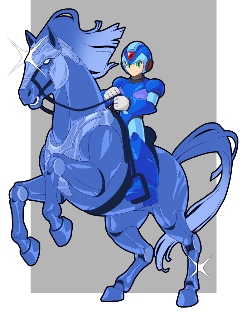 1boy, armor, blue_armor, blue_helmet, chinese_zodiac, commentary_request, forehead_jewel, full_body