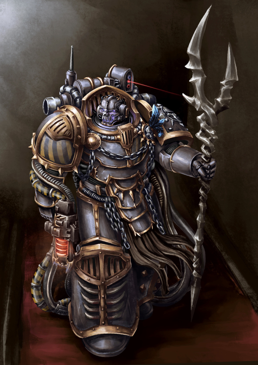1boy, absurdres, adeptus_astartes, armor, full_armor, full_body, gun, helmet