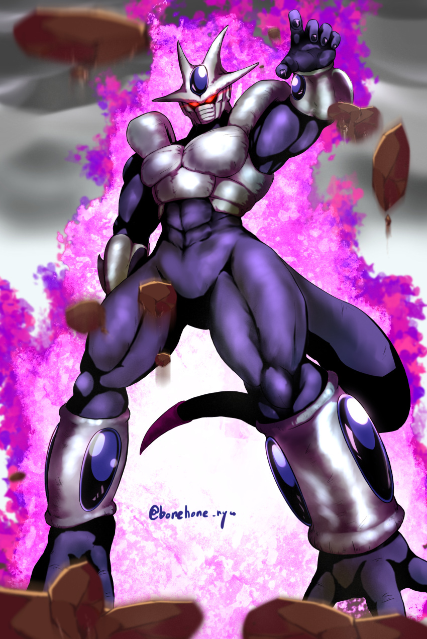 1boy, abs, absurdres, armor, artist_name, aura, black_nails, blurry