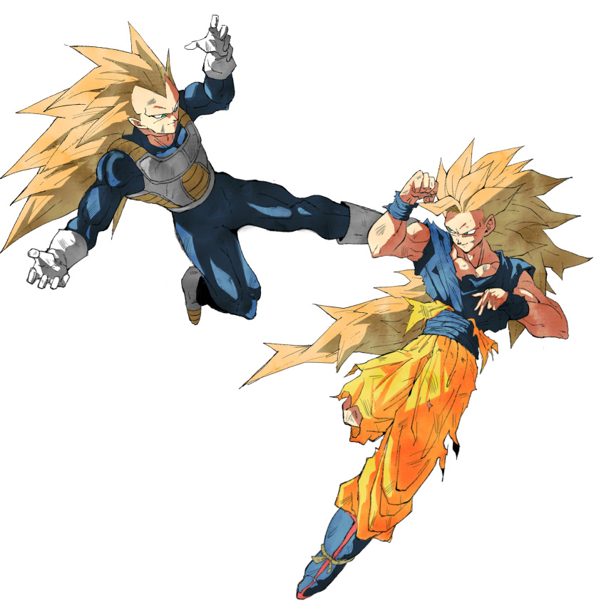 2boys, absurdres, battle, blocking, blonde_hair, blue_bodysuit, blue_boots, blue_eyes