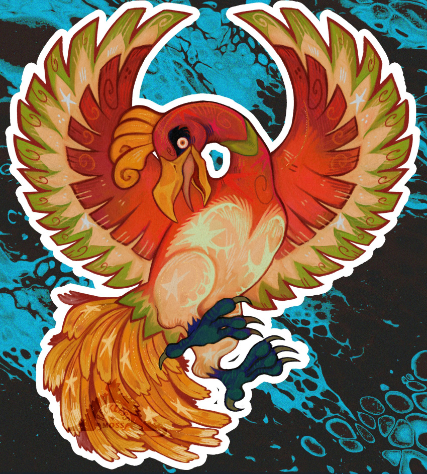 absurdres, animal_focus, beak, bird, highres, ho-oh, no_humans, open_mouth