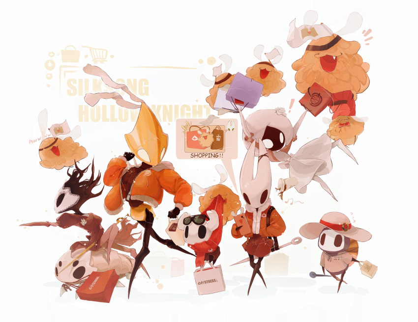 !, 1boy, 2others, 3girls, :3, alternate_costume, back_bow, bag