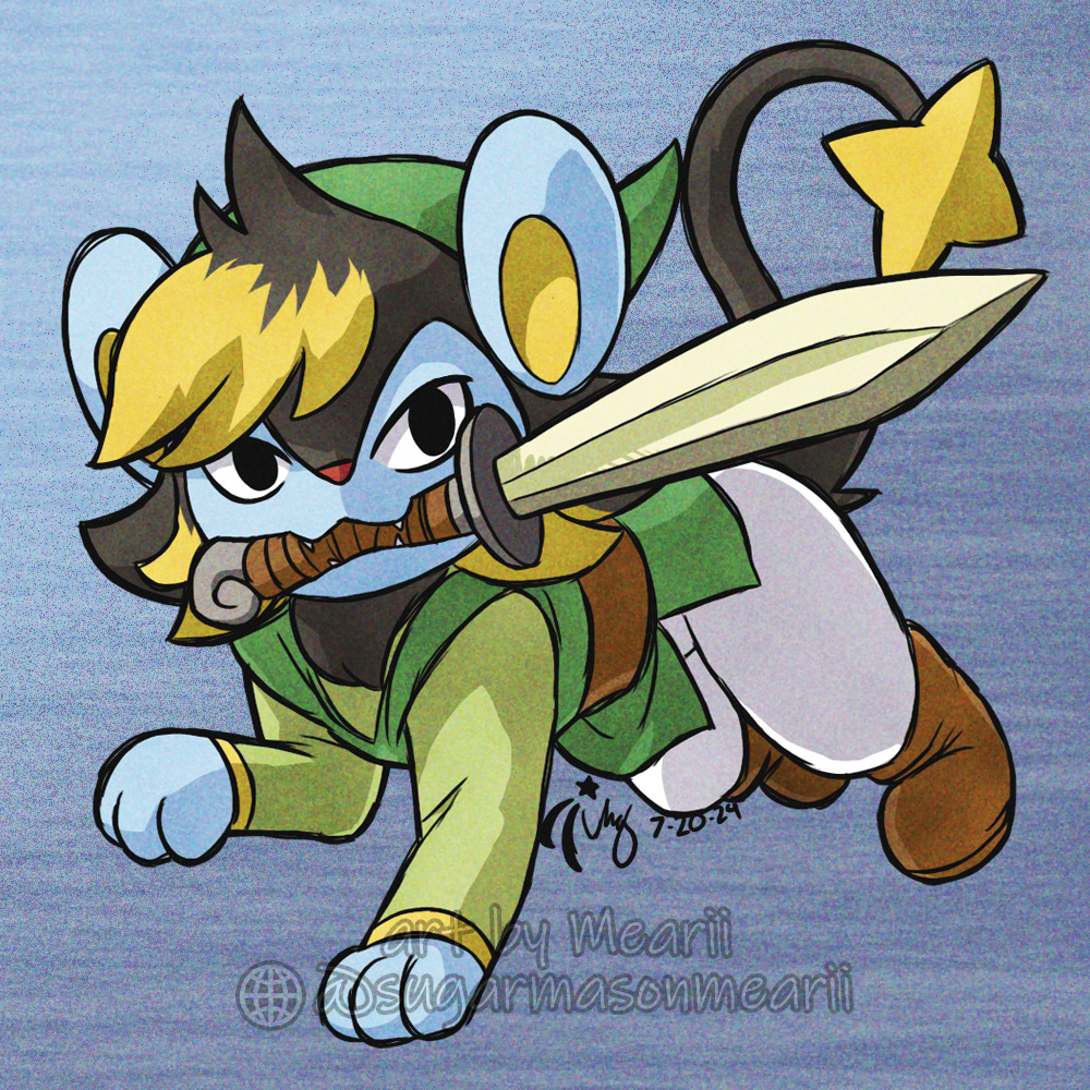 artist_name, black_fur, blue_fur, boots, brown_boots, clothed_pokemon, cosplay, crossover