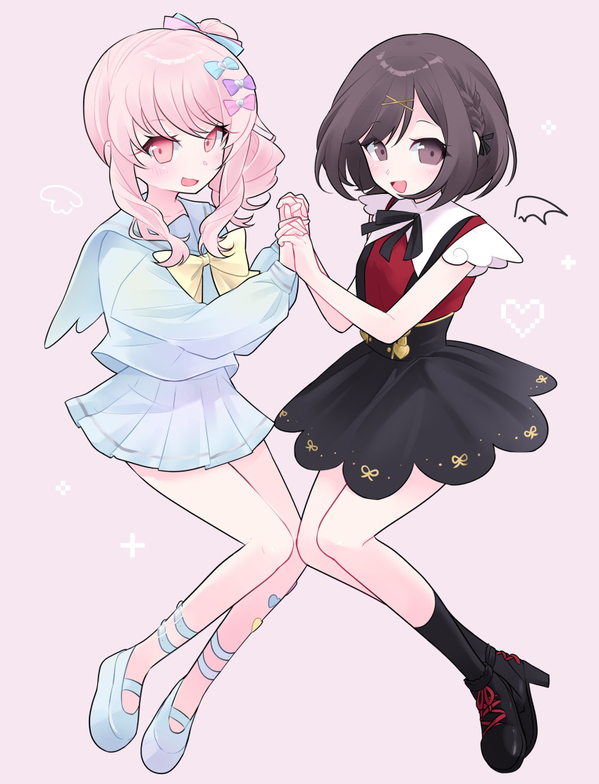 2girls, absurdres, akiyama_mizuki, alternate_costume, alternate_footwear, ame-chan_(needy_girl_overdose), ame-chan_(needy_girl_overdose)_(cosplay), aqua_bow