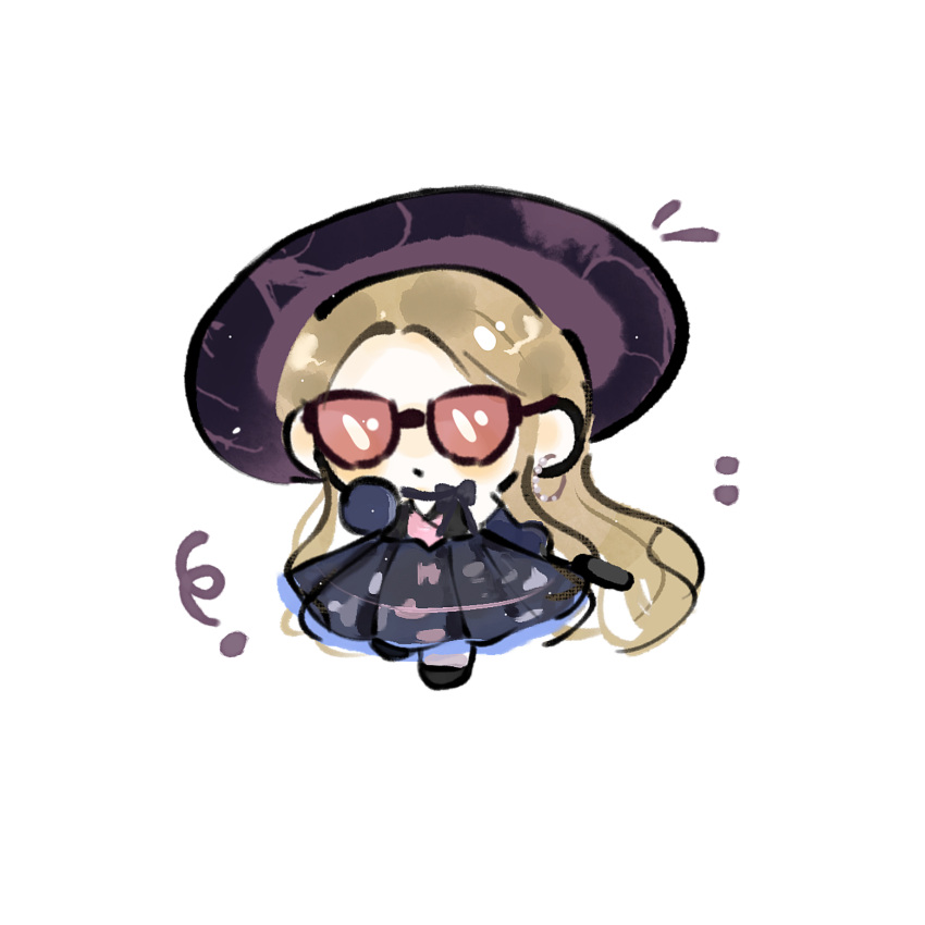1girl, absurdly_long_hair, bare_shoulders, black-framed_eyewear, black_boots, black_bow, black_bowtie, black_choker