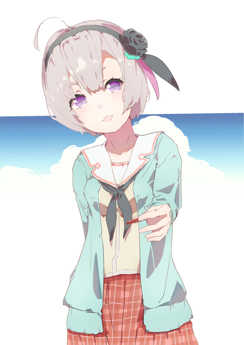 1girl, absurdres, ahoge, black_flower, black_rose, bow, bowtie, commentary