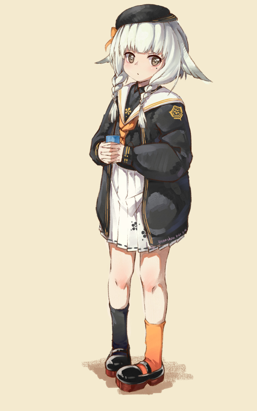 1girl, azur_lane, black_hat, black_jacket, black_shoes, black_socks, braid, commentary_request