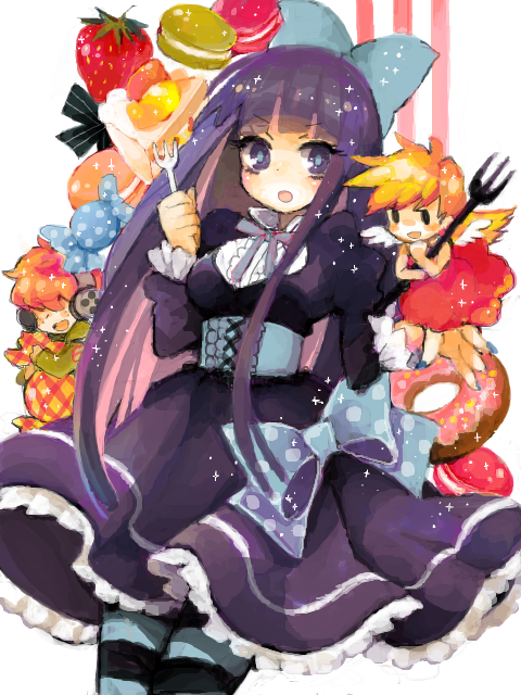 brief_(character), brief_(psg), cake, candy, chibi, doughnut, food, fork