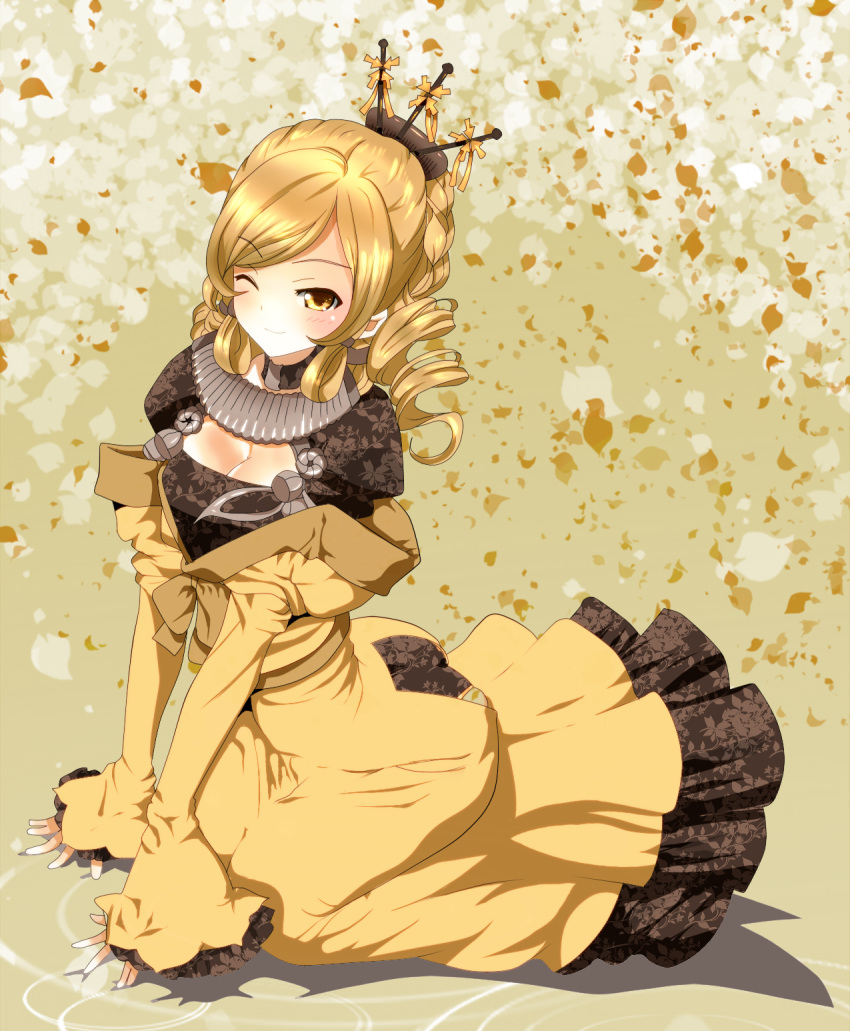 alternate_costume, alternate_hairstyle, ass, blonde_hair, braid, breasts, choker, cleavage