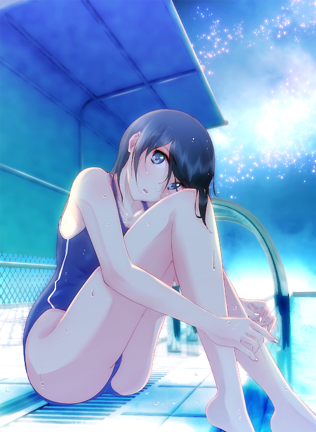 blue_hair, hair_ornament, hairclip, idolmaster, idolmaster_dearly_stars, mizutani_eri, riyo_(riyontoko), sitting