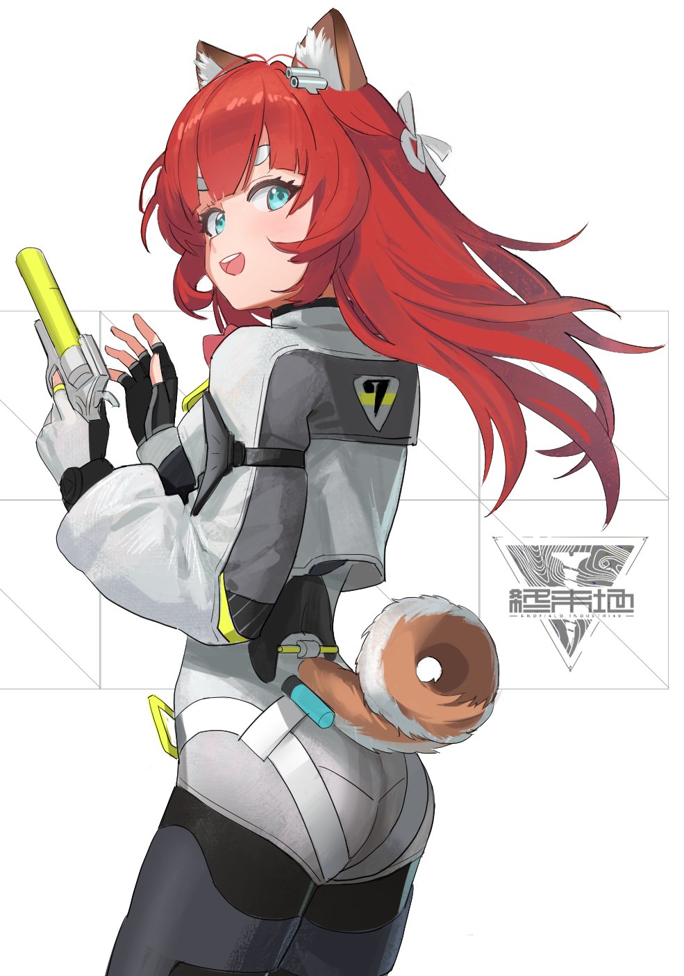 1girl, akekuri_(arknights), animal_ears, arknights, arknights:_endfield, black_gloves, blue_eyes, bodysuit
