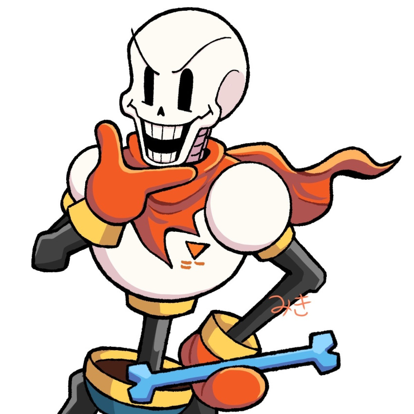 1boy, 2026, 2d, armor, artist_name, blue_shorts, bone, boots