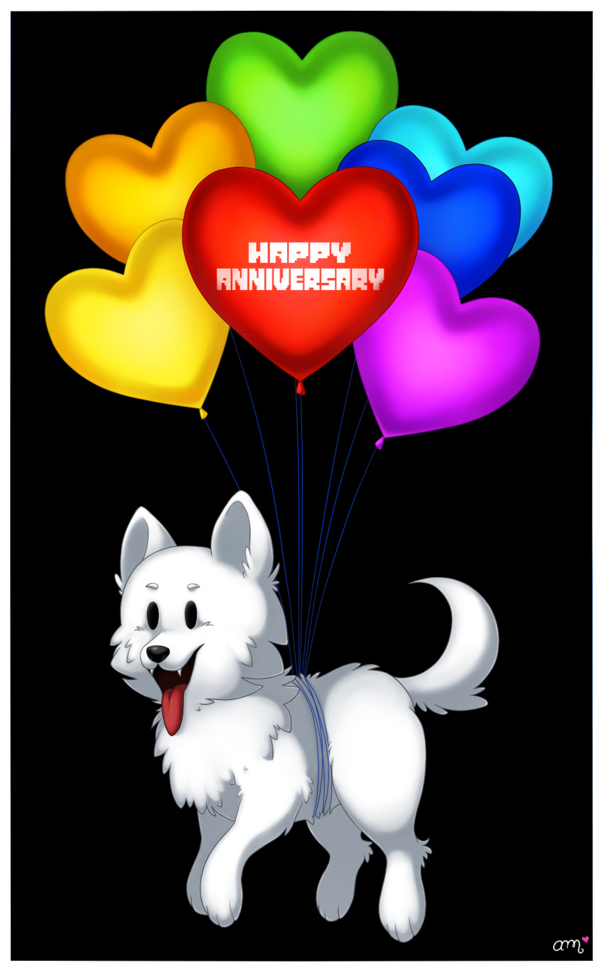 2017, 2d, aideemargarita, animal, animal_focus, anniversary, annoying_dog, balloon