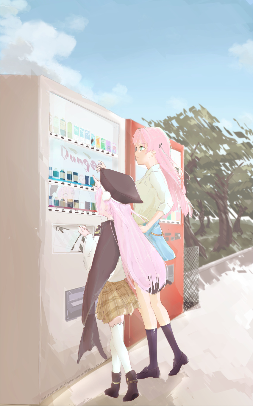 2girls, absurdres, aikawa_megumi, commentary, green_eyes, guratanchikin, hat, heaven_burns_red