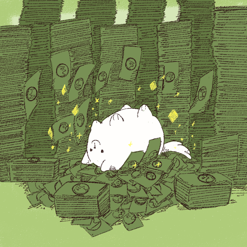 2016, 2d, animal, animal_focus, annoying_dog, banknote, commentary, dated_commentary