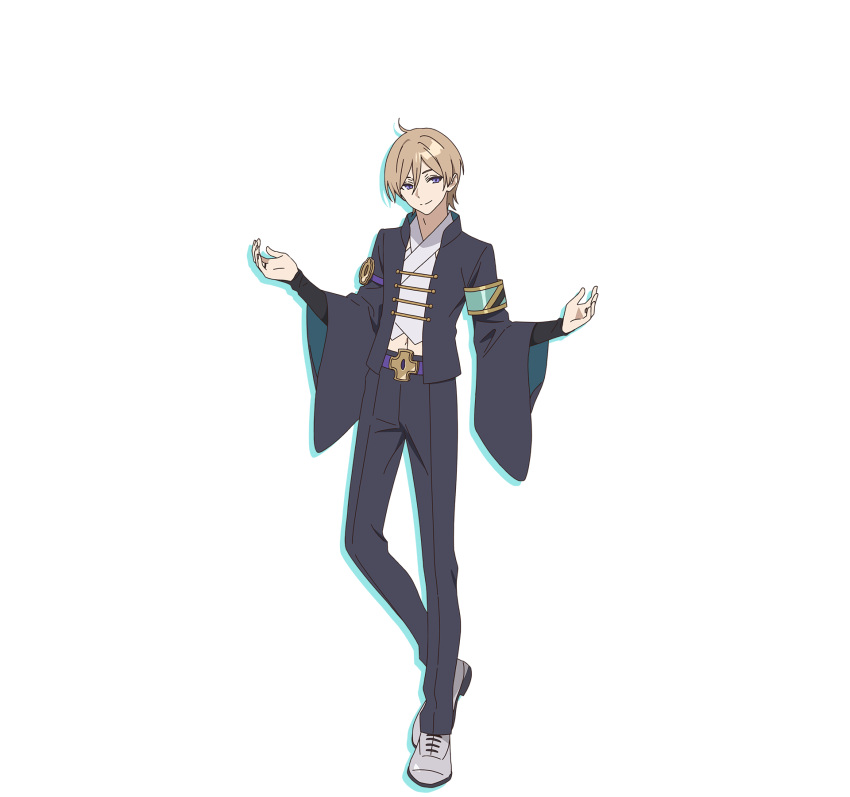 1boy, ahoge, armband, belt, black_jacket, black_pants, blonde_hair, cho_kaguya-hime!