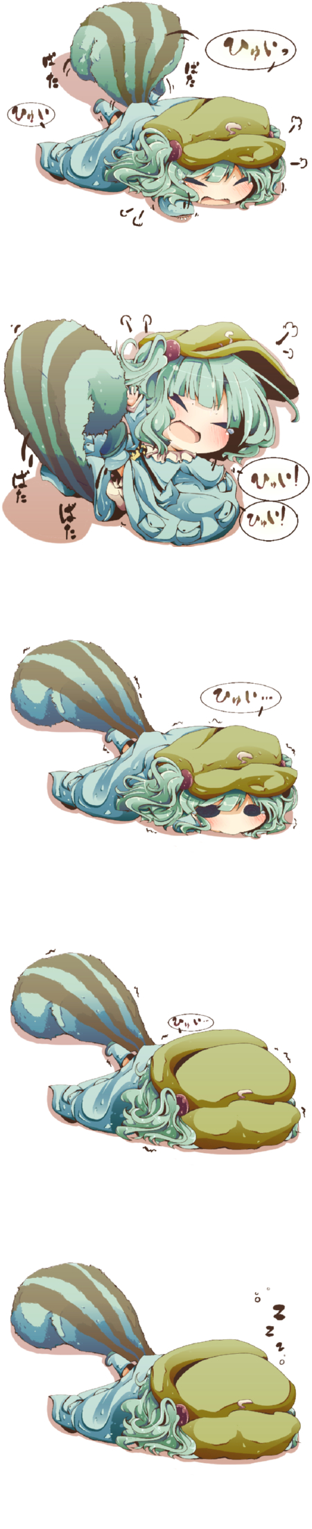 chibi, closed_eyes, comic, doromizu, face_down, highres, kawashiro_nitori, kemonomimi_mode
