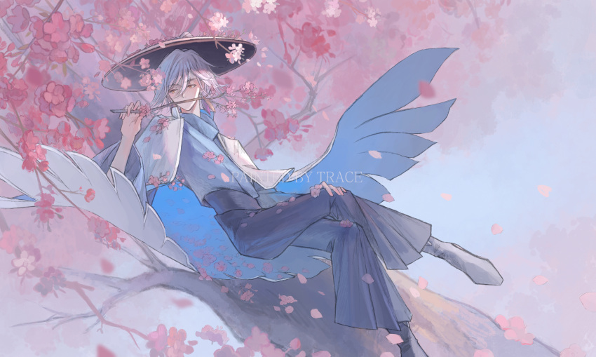 1boy, absurdres, black_boots, blue_cape, blue_eyes, blue_pants, blue_shirt, boots