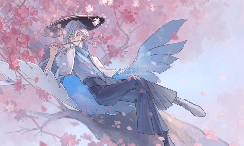 1boy, absurdres, black_boots, blue_cape, blue_eyes, blue_pants, blue_shirt, boots