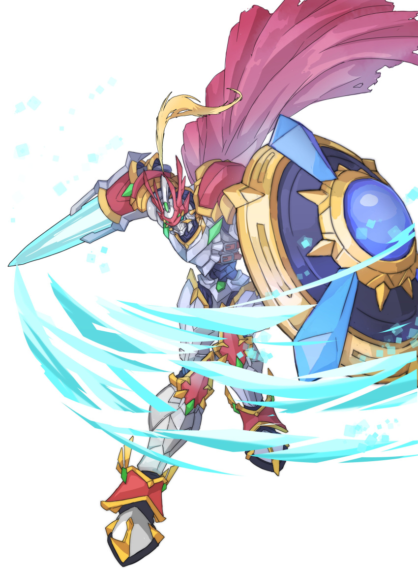 absurdres, armor, cape, digimon, digimon_(creature), dukemon, dukemon_x-antibody, energy_blade