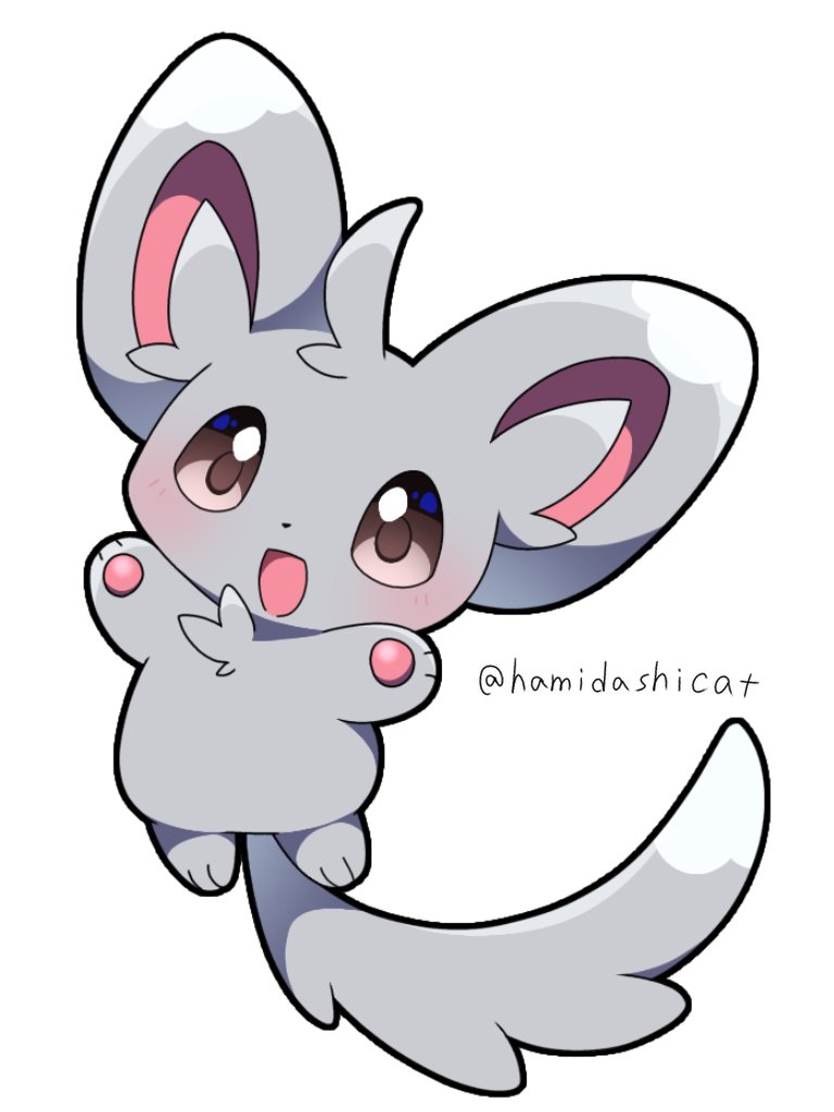 blush, brown_eyes, commentary_request, full_body, hamidashicat, minccino, no_humans, open_mouth