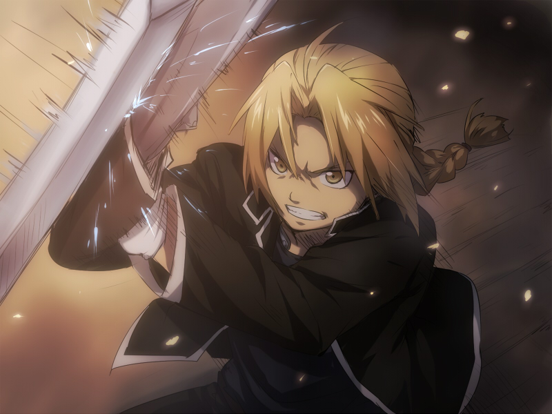 battle, blocking, blonde_hair, braid, clenched_teeth, coat, edward_elric, fullmetal_alchemist