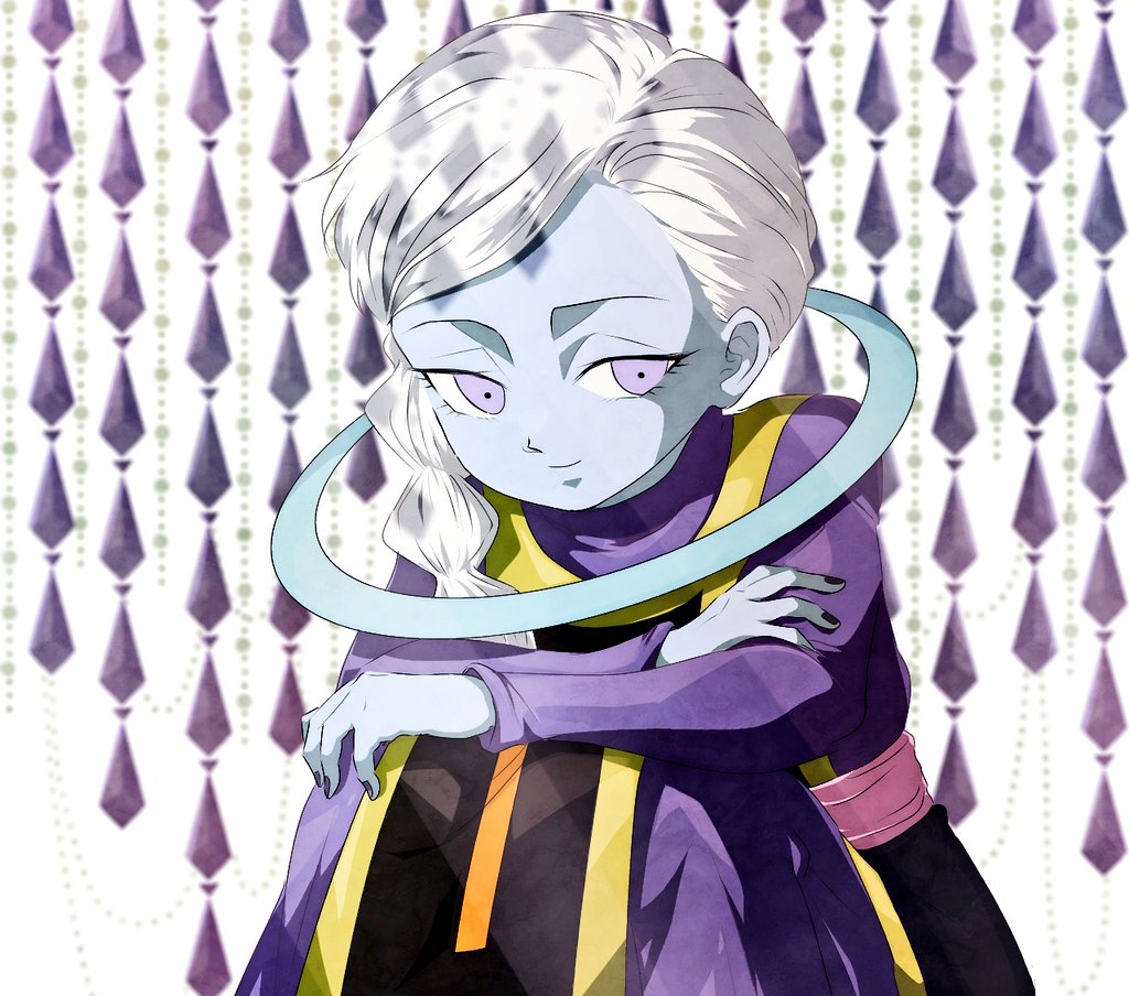 1girl, black_nails, black_tabard, blue_halo, blue_skin, braid, braided_ponytail, colored_skin