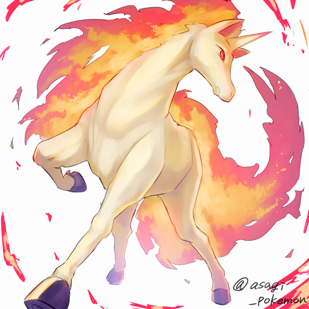 animal_focus, asagi_tsuzumi, closed_mouth, commentary_request, fiery_hair, fiery_tail, fire, flame-tipped_tail