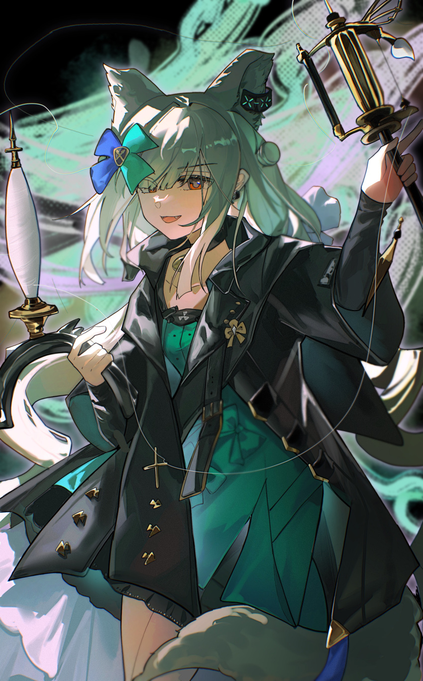 1girl, absurdres, animal_ear_fluff, animal_ears, arknights, black_choker, black_jacket, brown_eyes