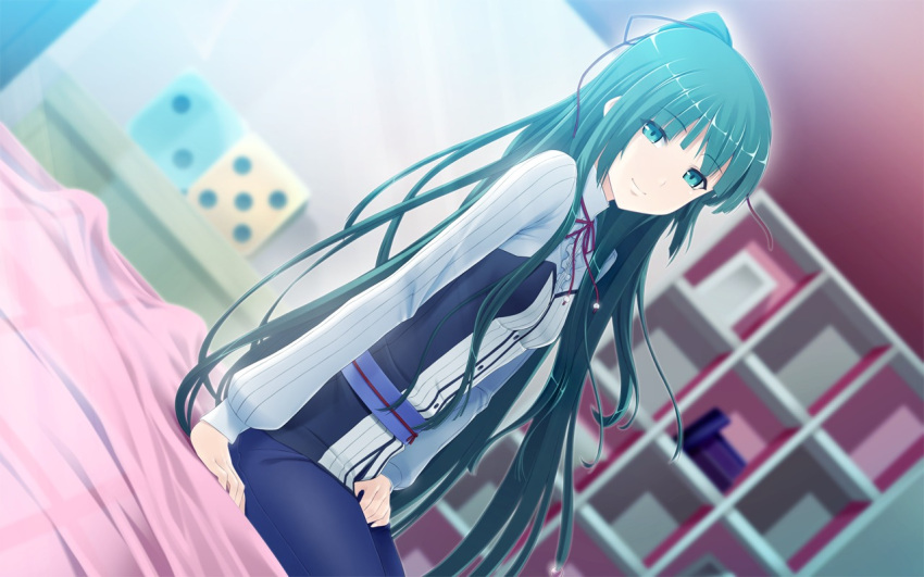 game_cg, green_eyes, green_hair, long_hair, rikudou_sui, yamiyo_ni_odore