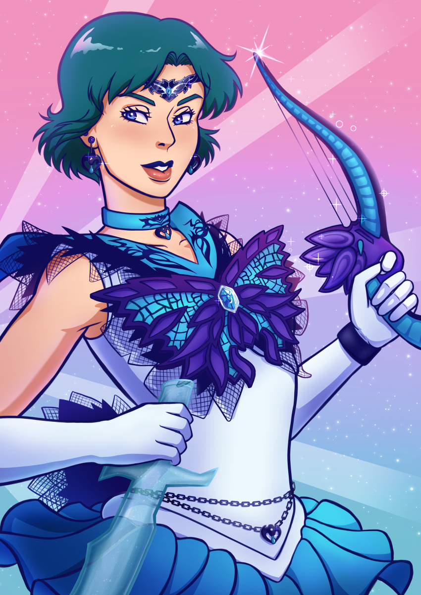 1girl, absurdres, armpit_crease, back_bow, belly_chain, bishoujo_senshi_sailor_moon, blue_eyes, blue_gem