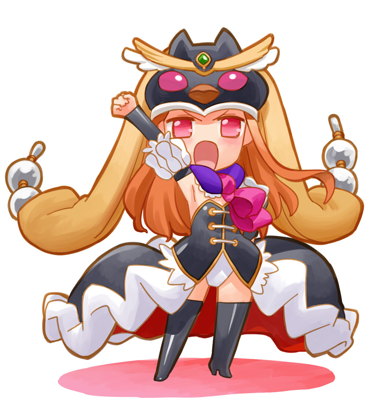 brown_hair, hat, hirai_yukio, long_hair, mawaru_penguindrum, open_mouth, pink_eyes, princess_of_the_crystal, seizon_senryaku, solo, takakura_himari, thigh-highs, thighhighs