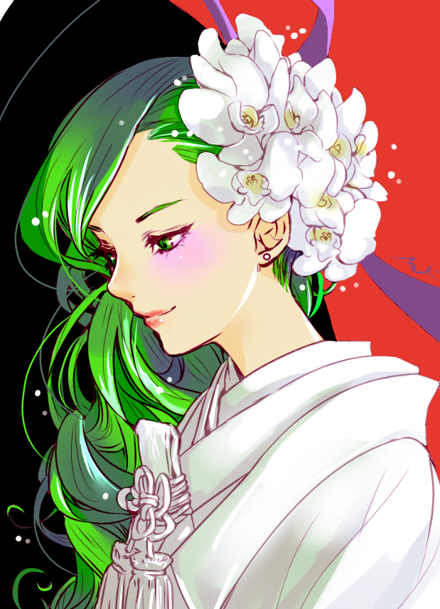 1girl, closed_mouth, commentary_request, earrings, final_fantasy, final_fantasy_iv, final_fantasy_iv:_the_after_years, flower