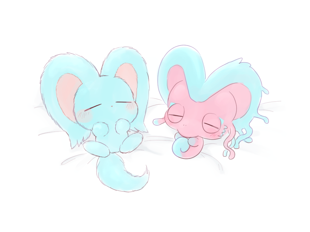 alternate_size, amateru_kai, blue_fur, blush_stickers, closed_eyes, commentary_request, elfilin, fecto_forgo