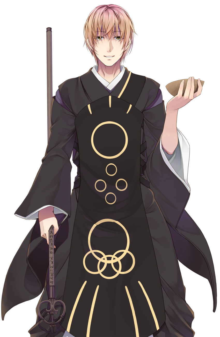 1boy, blonde_hair, commentary_request, cowboy_shot, crote, hair_between_eyes, hand_up, highres