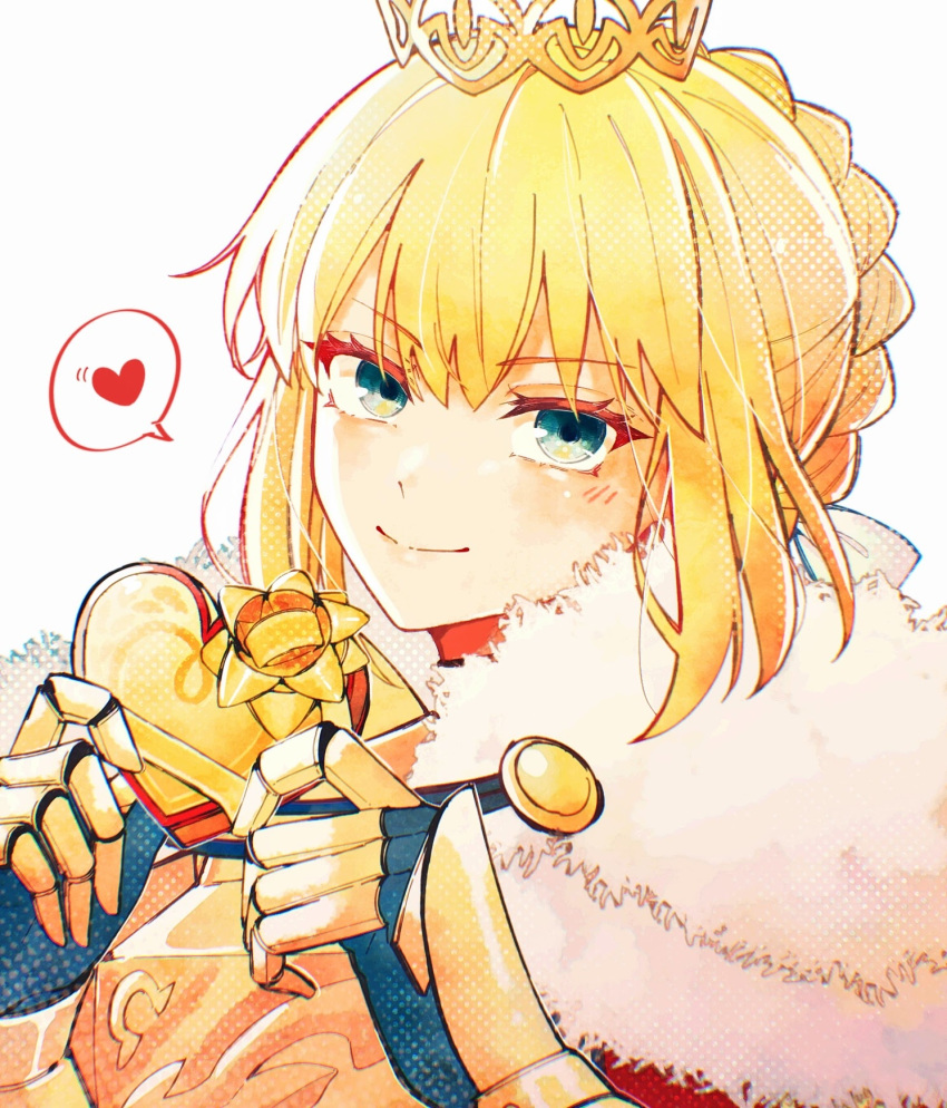 1girl, ahoge, armor, artoria_pendragon_(fate), blonde_hair, breastplate, cape, chocolate
