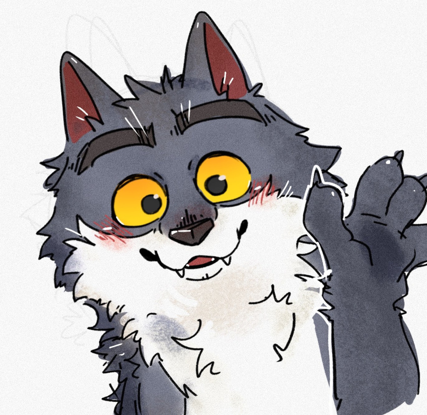 1boy, albert_(le_mal_aime), animal_ears, ao_gravity, blush, claws, commentary, fangs