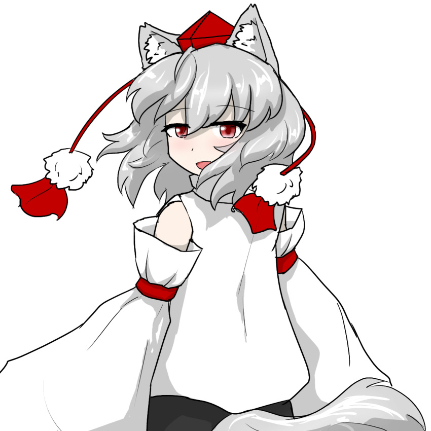 1girl, animal_ear_fluff, animal_ears, black_skirt, commentary, detached_sleeves, floating_hair, from_behind