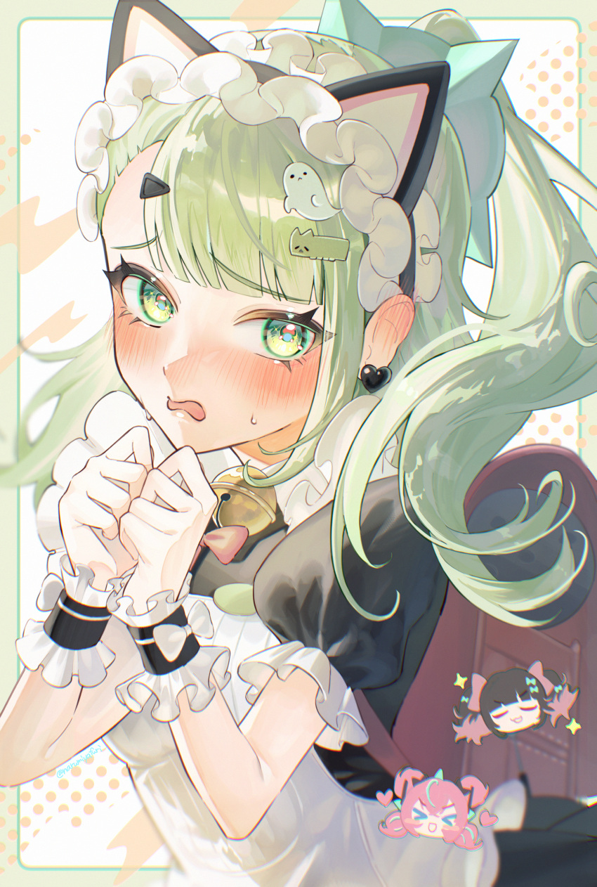 >_<, 3girls, :d, absurdres, animal_ear_hairband, animal_ears, aria_(zenless_zone_zero), backpack