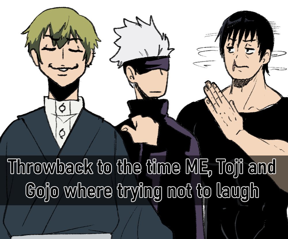 3boys, black_hair, black_jacket, blindfold, blonde_hair, colored_tips, fushiguro_touji, gojou_satoru