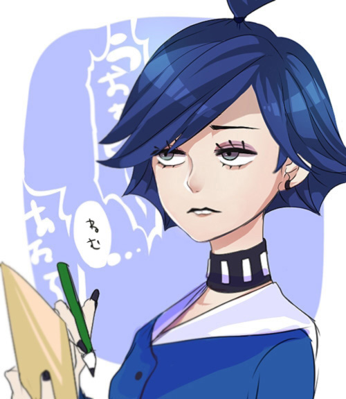 1girl, choker, claire_wheeler, clipboard, furry_and_humanization, holding, holding_clipboard, makeup