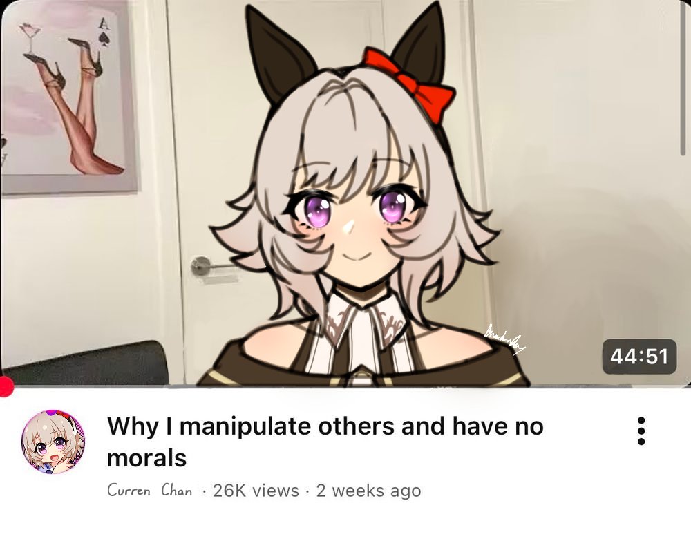 1girl, animal_ears, bow, closed_mouth, collar, collarbone, curren_chan_(umamusume), door, drachen_ivy, ear_bow, ear_covers, english_text, grey_hair, hashtag-only_commentary, horse_ears, horse_girl, meme, red_bow, smile, solo, twitter_username, umamusume, upper_body, violet_eyes, white_collar, youtube