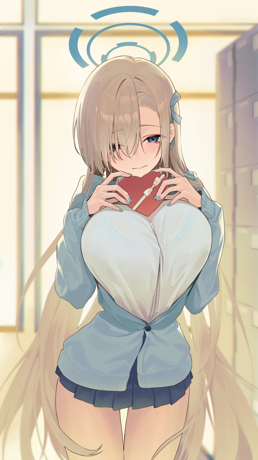 1girl, absurdres, asuna_(blue_archive), blonde_hair, blue_archive, blue_eyes, blue_halo, blue_jacket