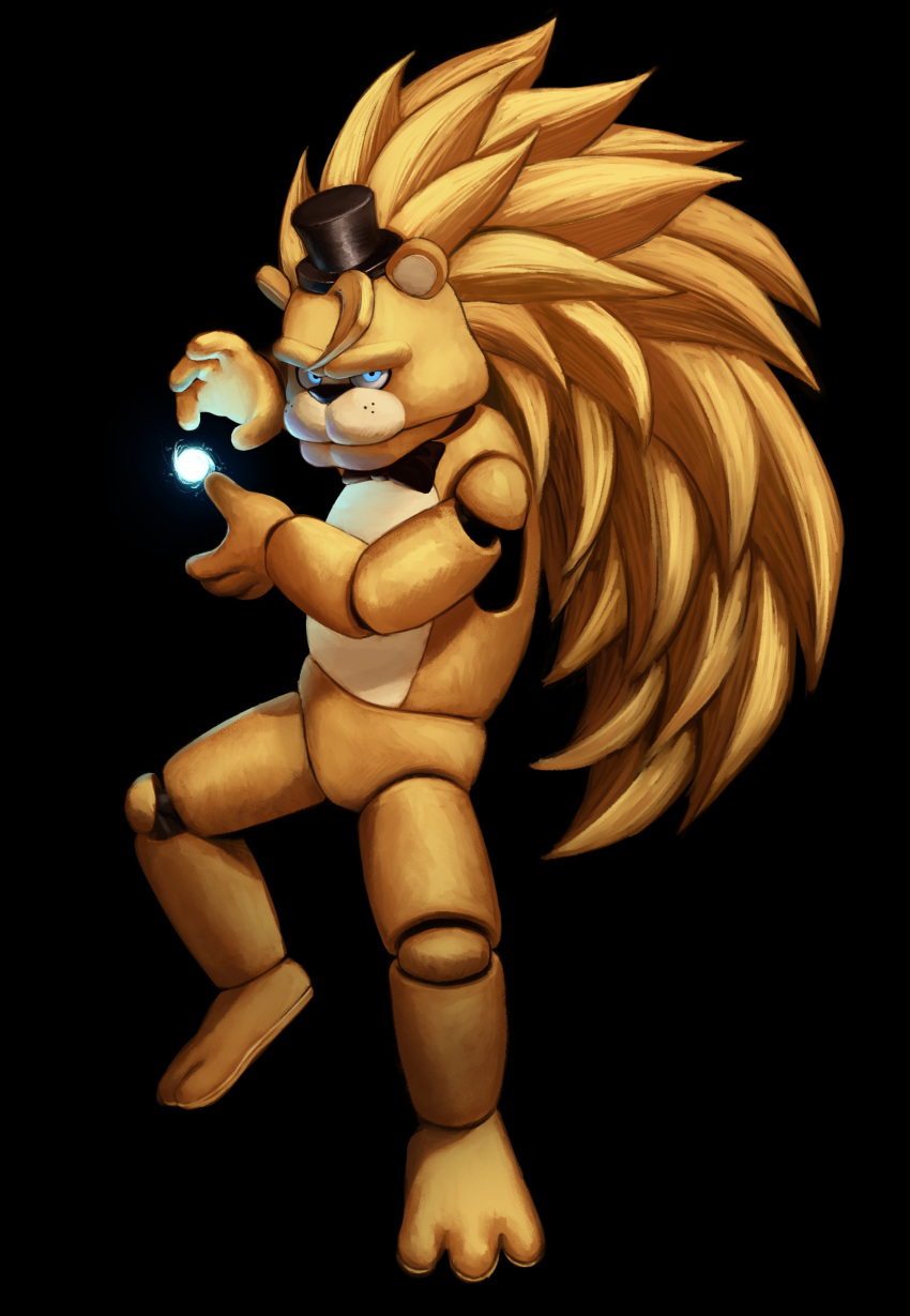 absurdres, animal_ears, animal_nose, animatronic, artrextino, bear_ears, black_bow, black_bowtie
